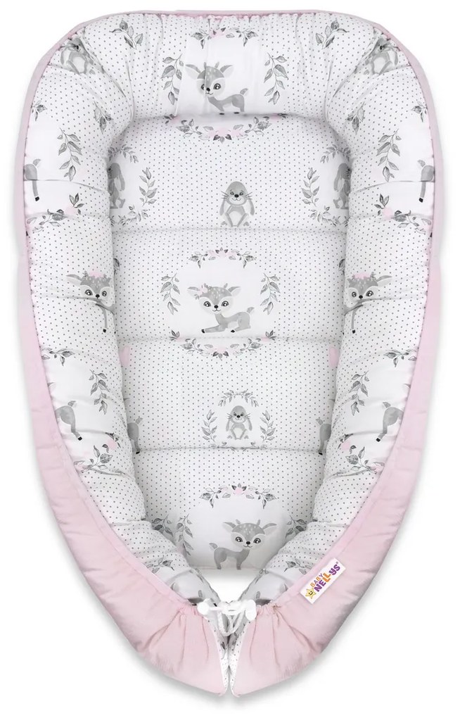 Baby Nellys Cuib cu două fețe Catifea, 55x75cm, Fawn - roz