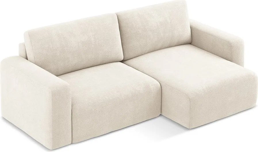 Colțar crem extensibil/cu spațiu de depozitare cu tapițerie din chenille (cu colț pe partea dreaptă/cu șezlong) Kona – Makamii