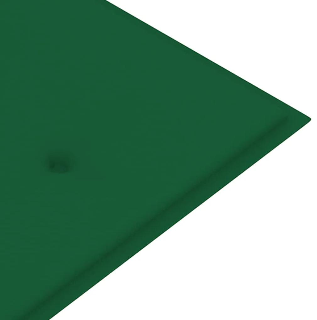 Banca de gradina, cu perna verde, 175 cm, lemn masiv de tec Verde, 175 cm