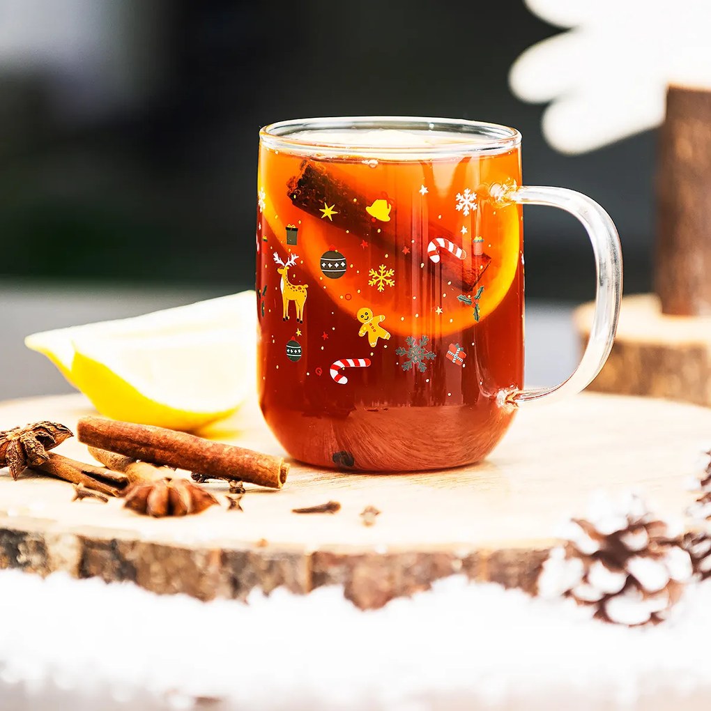 Cană de sticlă 4Home Hot&Cool Christmas time 350 ml, 2 buc