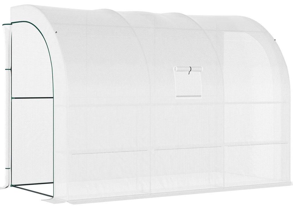Seră de gradina Outsunny cu acoperire din plastic, rezistenta la UV, 3 etaje, usi cu fermoar, alb | Aosom Romania