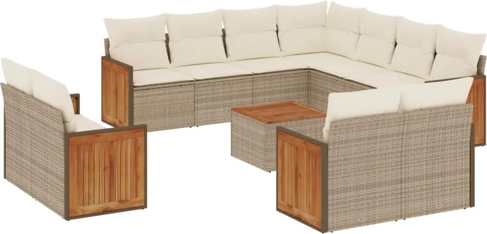 vidaXL Set canapele de grădină cu perne, 12 piese, bej, poliratan