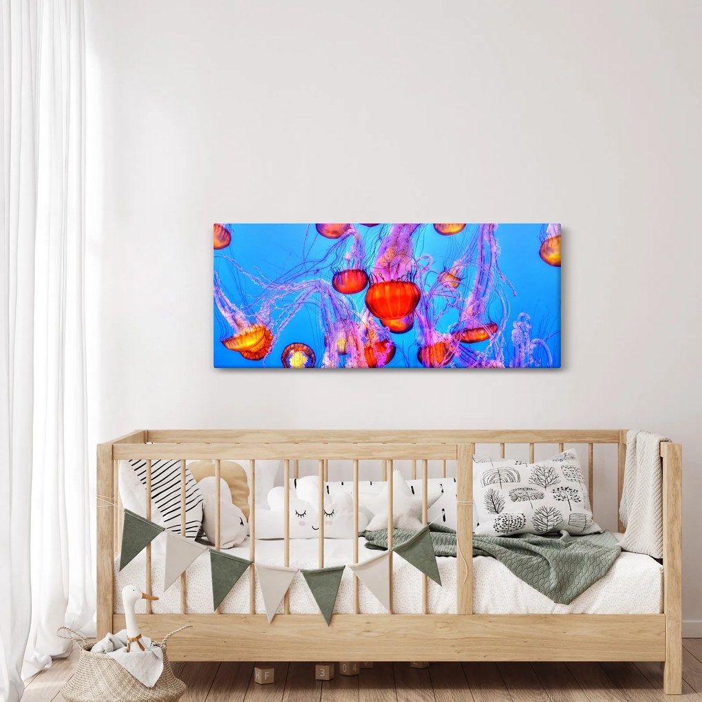 Tablou cu meduse în mare (120x50 cm)
