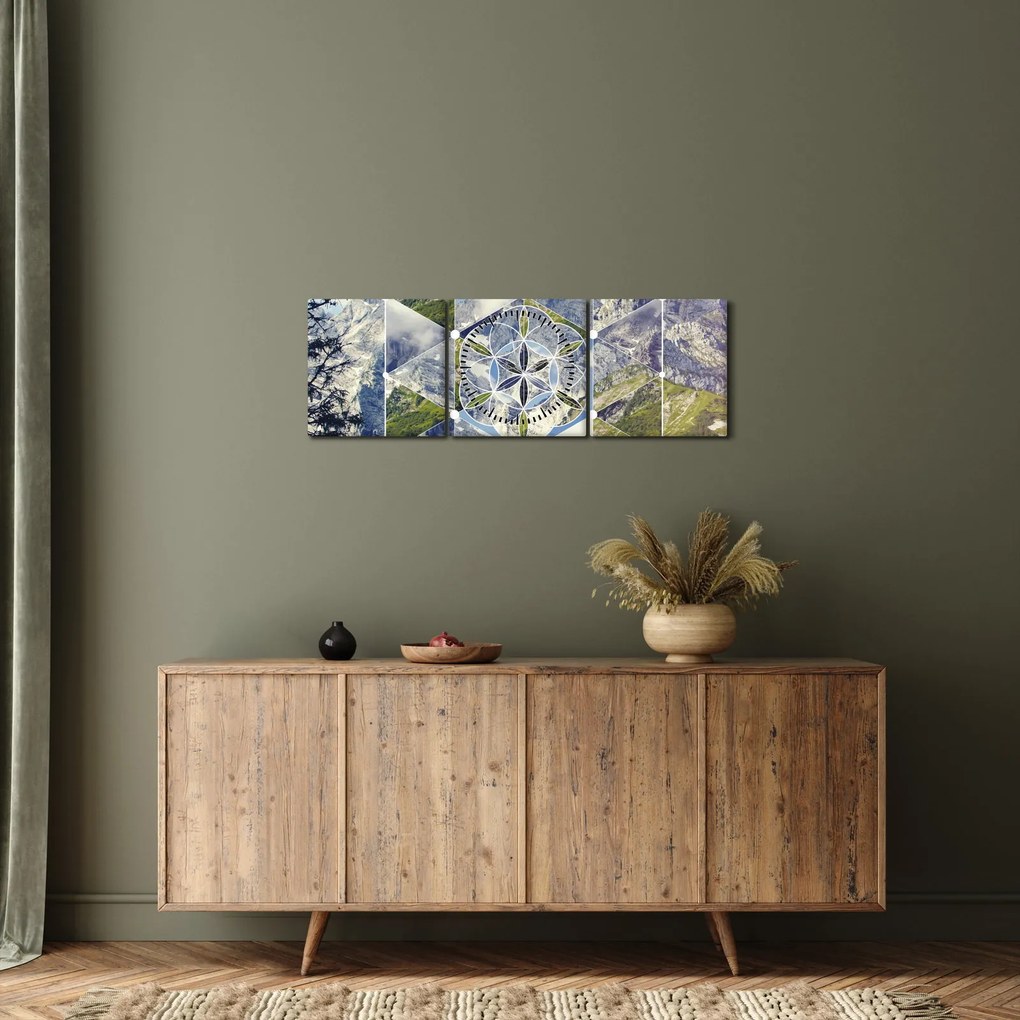 Tablou - Model geometric (cu ceas) (90x30 cm)