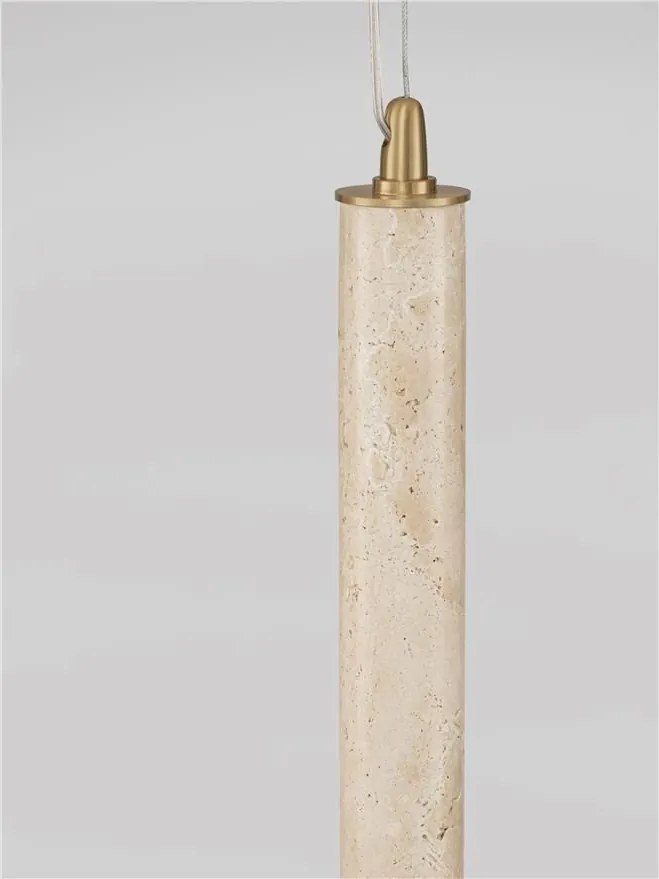 Lustra, Pendul tubular din travertin Muse metal auriu