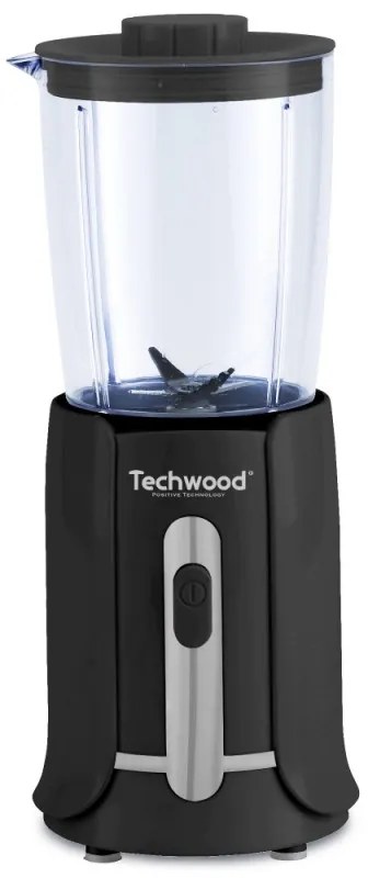 Mini blender Techwood TBL-206, 300W, 0.5 L, Cutite otel, Negru