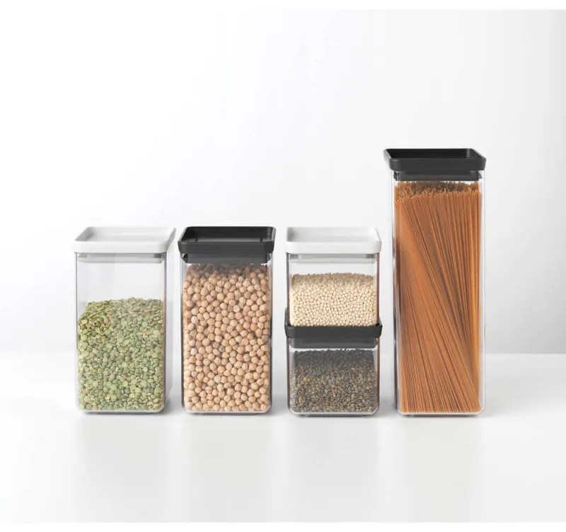 Borcan de depozitare Brabantia Tasty+ 1001173, 2,5 l, Mașină de spălat vase și frigider, Gri închis