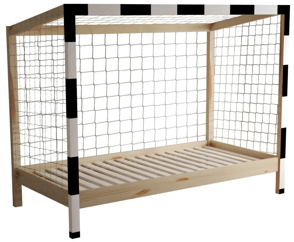 Pat pentru copii 90 cm Facilmente (natural + alb + negru) (cu somieră) (cu sp. depozitare). 1116345
