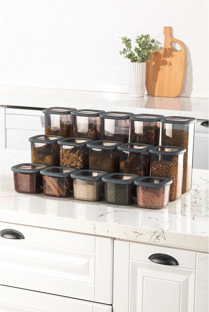 Set cutii de depozitare (15 piese), Hermia, Culoare: Antracit