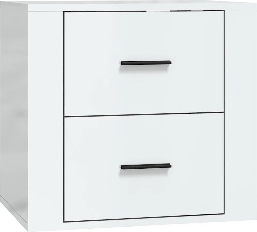 vidaXL Noptieră de perete, alb extralucios, 50x36x47 cm