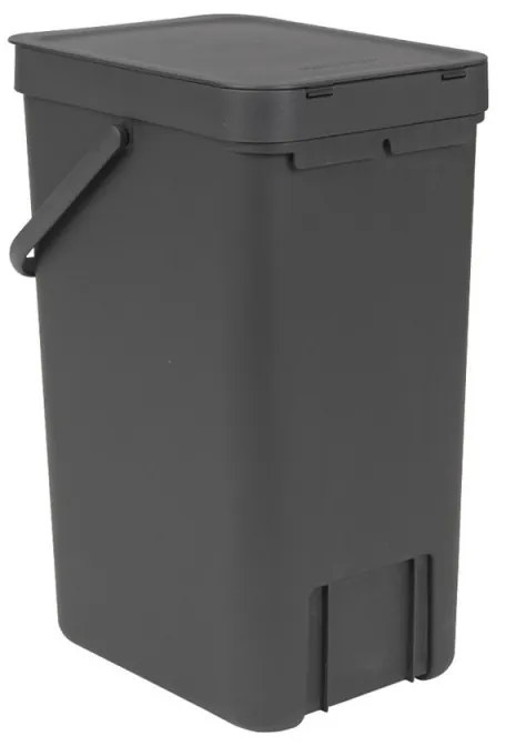 Cos de gunoi colectare selectiva Brabantia Sort&Go 648978, 16 L, Maner, Montabil pe perete, Gri inchis