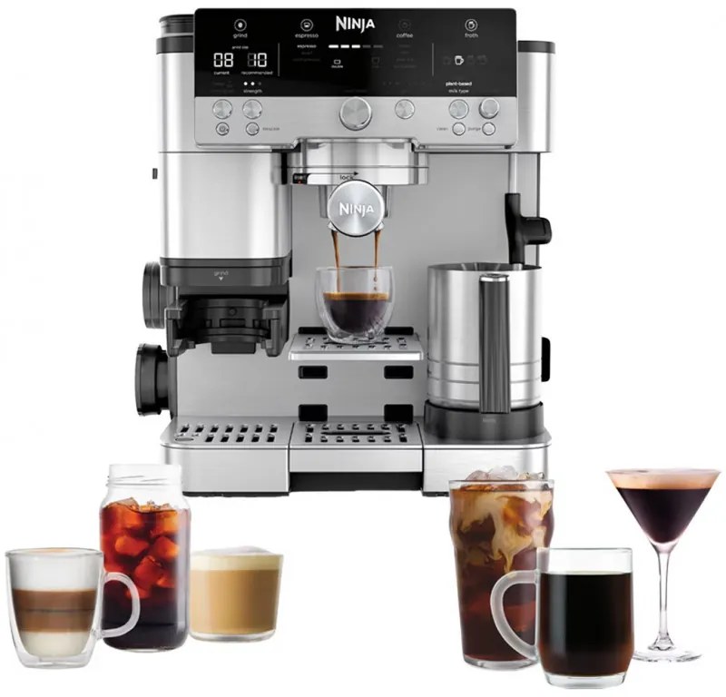 Espressor automat 3in1 Ninja Luxe Café Premier ES601, 1650W, 15 bar, 2 L, Barista Assist, Spumare fara contact, Rasnita incorporata, 4 moduri, 3 setari temperatura, Inox/Negru