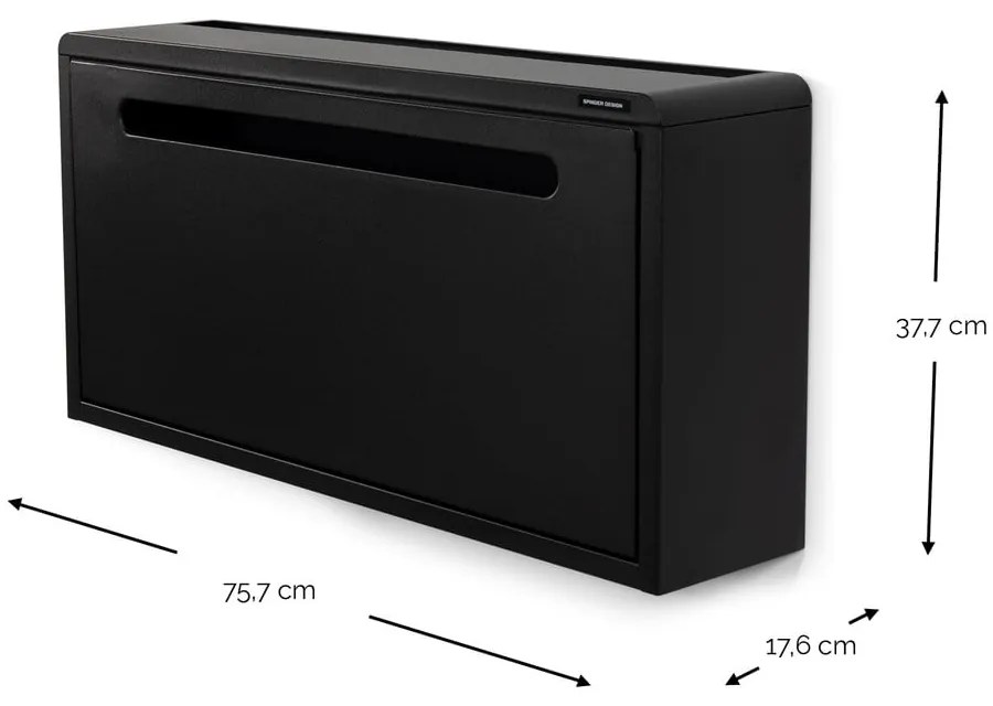 Pantofar negru cu deschidere înclinată/suspendat din metal 76x38x18 cm Sportiva – Spinder Design