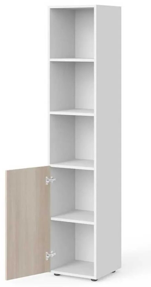 Dulap înalt Manager 39,9 x 42,2 x 196,5 cm, stânga, salcâm deschis / alb