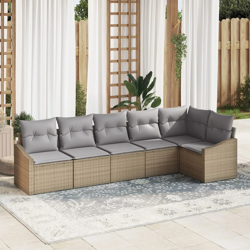 vidaXL Set de canapele pentru grădină 6 pcs Bej Rattan poli