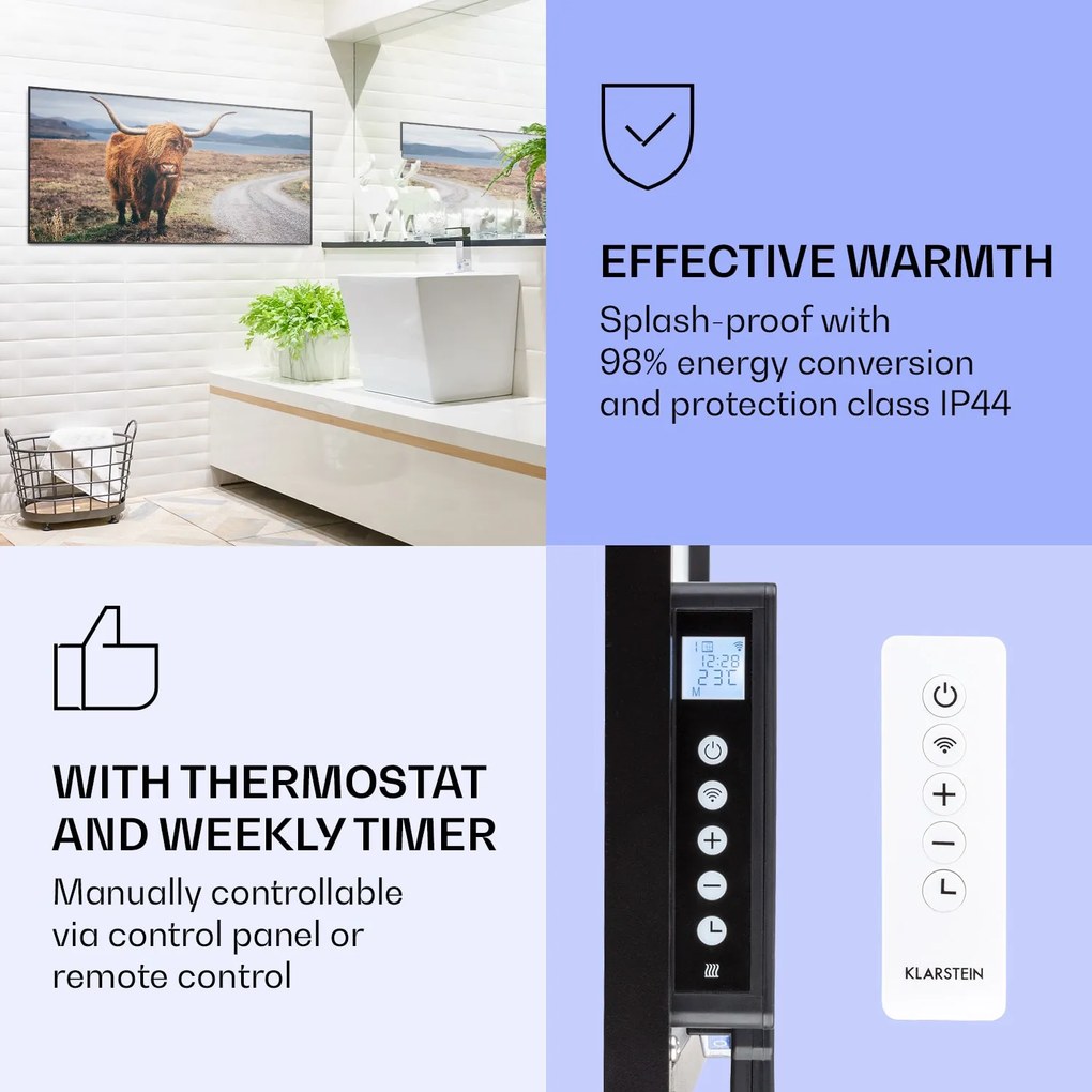 Klarstein Wonderwall Air Art Smart, încălzitor cu infraroșu, vacă, 120 x 60 cm, 700 W