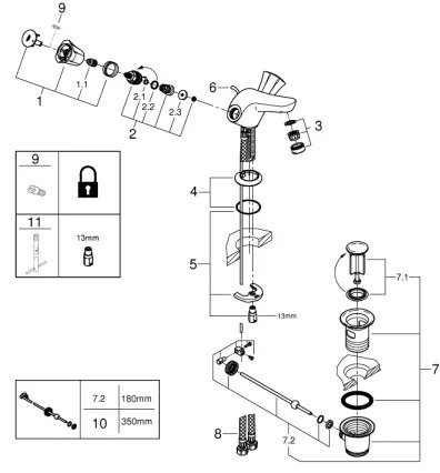 GROHE 21390001 - Baterie pentru lavoar COSTA L DN 15, crom lucios