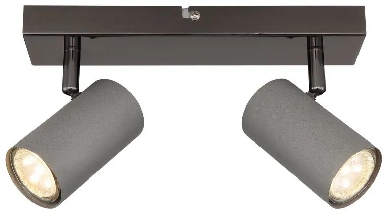 Plafoniera cu 2 spoturi directionabile metal negru gri ROBBY