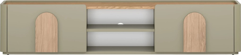 Comodă TV Amilio 170 cm cu sertar - eucalipt / stejar baltic dune / mânere stejar natural