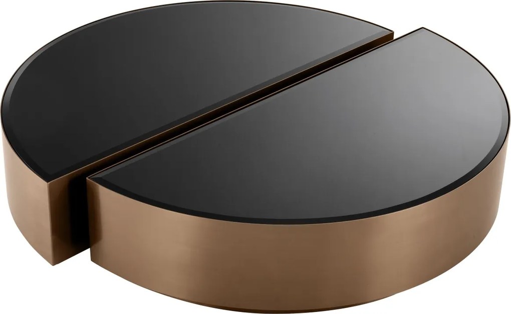 Set 2 masute de cafea design elegant LUX Astra, cupru-negru 113932 HZ