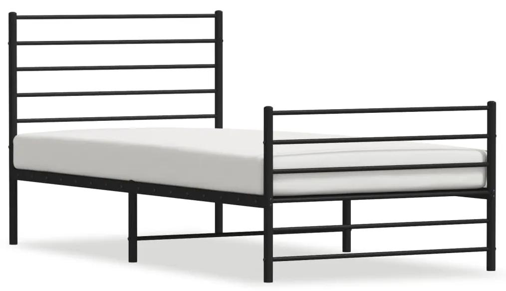 352331 vidaXL Cadru pat metalic cu tăblii de cap/picioare, negru, 100x190 cm