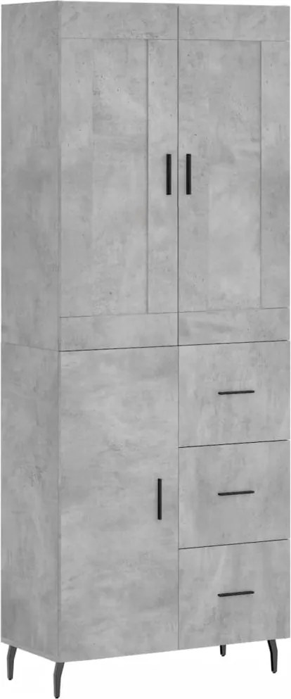 vidaXL Dulap înalt, gri beton, 69,5x34x180, lemn compozit