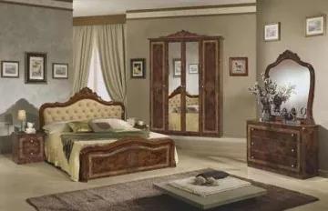 Dormitor italian clasic nuc lucios cu pat tapitat Luisa