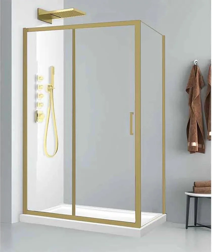 Cabina de dus dreptunghiulara Fluminia Iris Gold 100x80 cm finisaj auriu periat