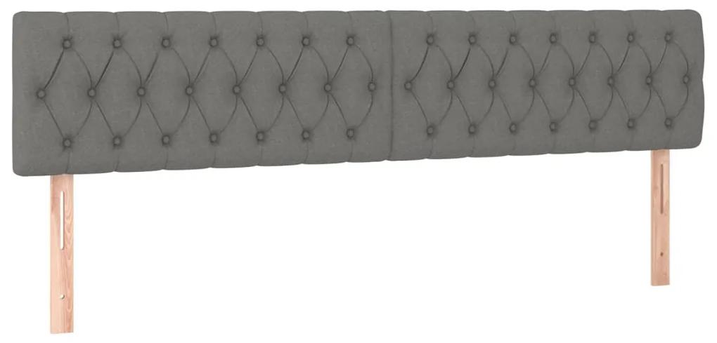 Pat box spring cu saltea, gri inchis, 200x200 cm, textil Morke gra, 200 x 200 cm, Design cu nasturi