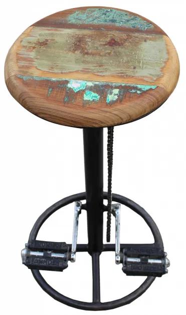 Scaun de bar rotativ în stil bicicletă din lemn This &amp; That multicolor