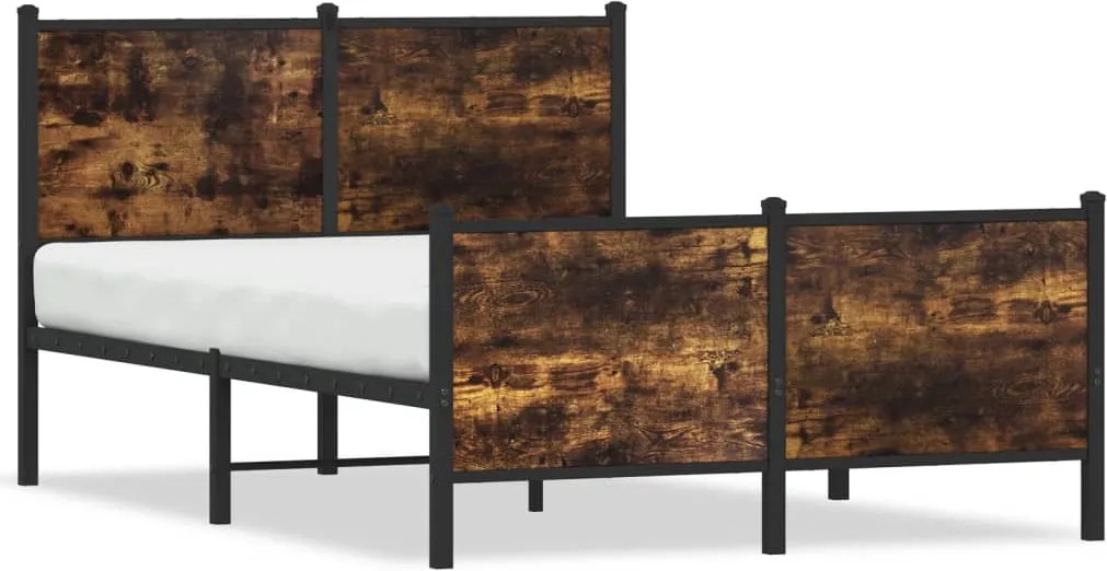 vidaXL Cadru pat metalic fără saltea, stejar fumuriu, 120x200 cm