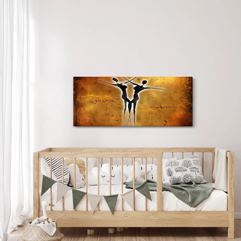 Tablou perechii dansând pictate (120x50 cm)