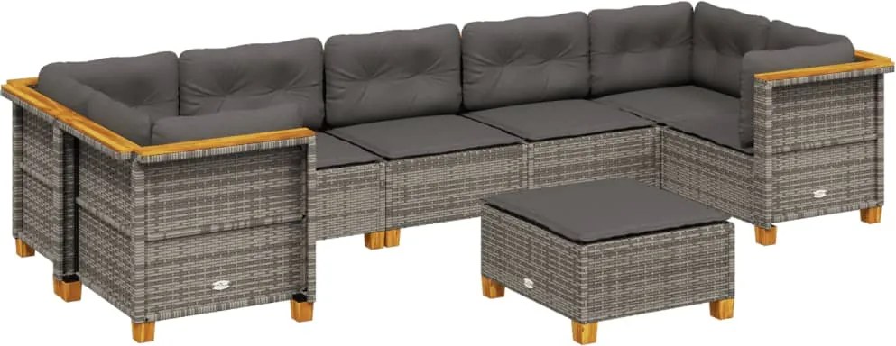 vidaXL Set canapele de grădină cu perne, 8 piese, gri, poliratan