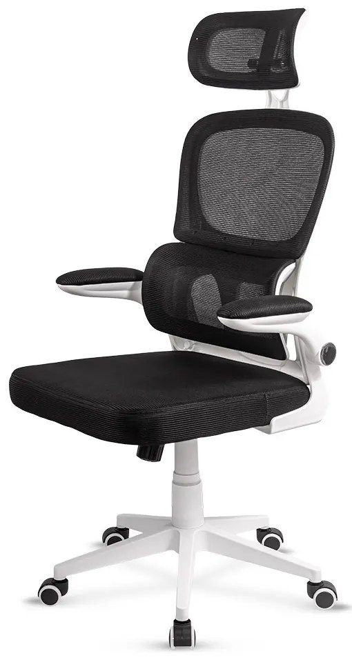 Scaun ergonomic pentru birou cu suport lombar si brate rabatabile OFF 432 negru