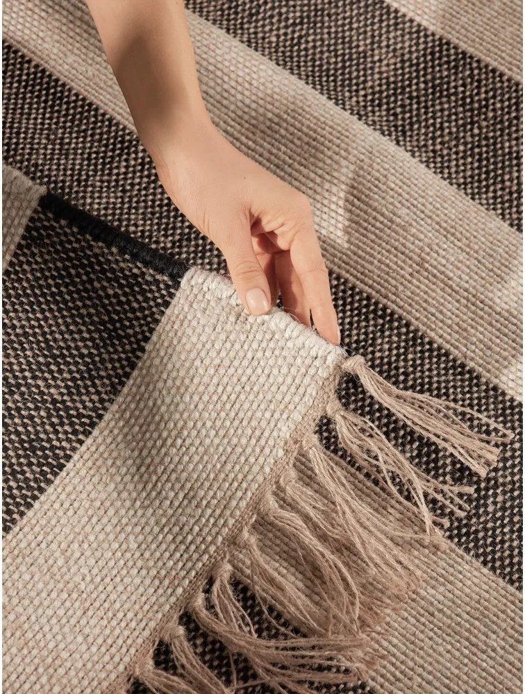 Covor negru/crem reversibil/țesut manual din iută 120x170 cm Playa – Hanse Home