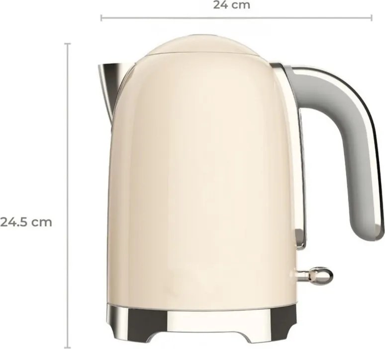 Cana electrica Swiss Haus SH-SWK2027, 2000 W, 1,7 l, Baza rotativa la 360°, Filtru, Element de incalzire ascuns, Pereti dubli, Crem