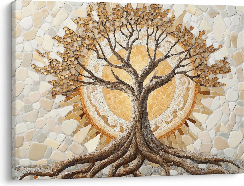 Tablou – Arborele vieții auriu în mozaic (70x50 cm)