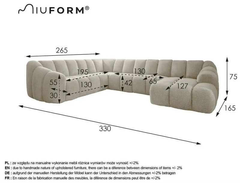 Colțar teracotă (cu colț pe partea stângă/în formă de "U") Shell – Miuform