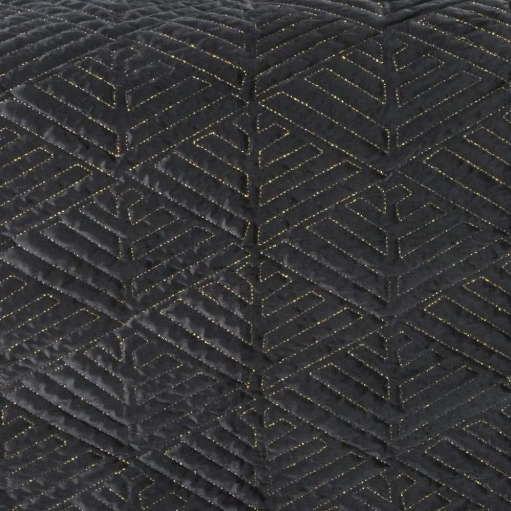 Cuvertură de pat neagră de lux, matlasată cu fir de aur 220 x 240 cm
