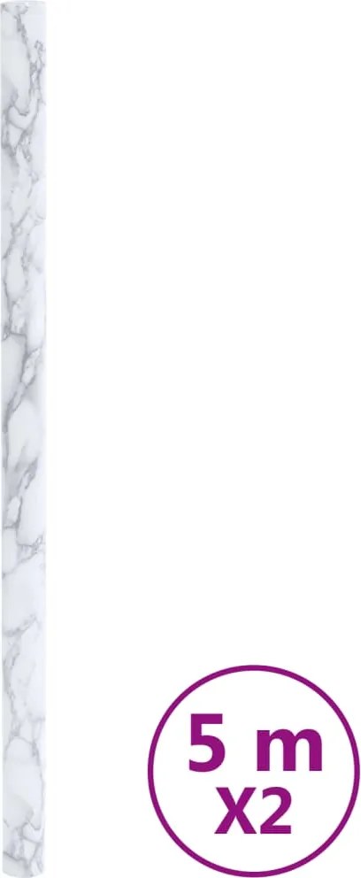 vidaXL Autocolante mobilă autoadezive marmură, alb, 90x500 cm, PVC