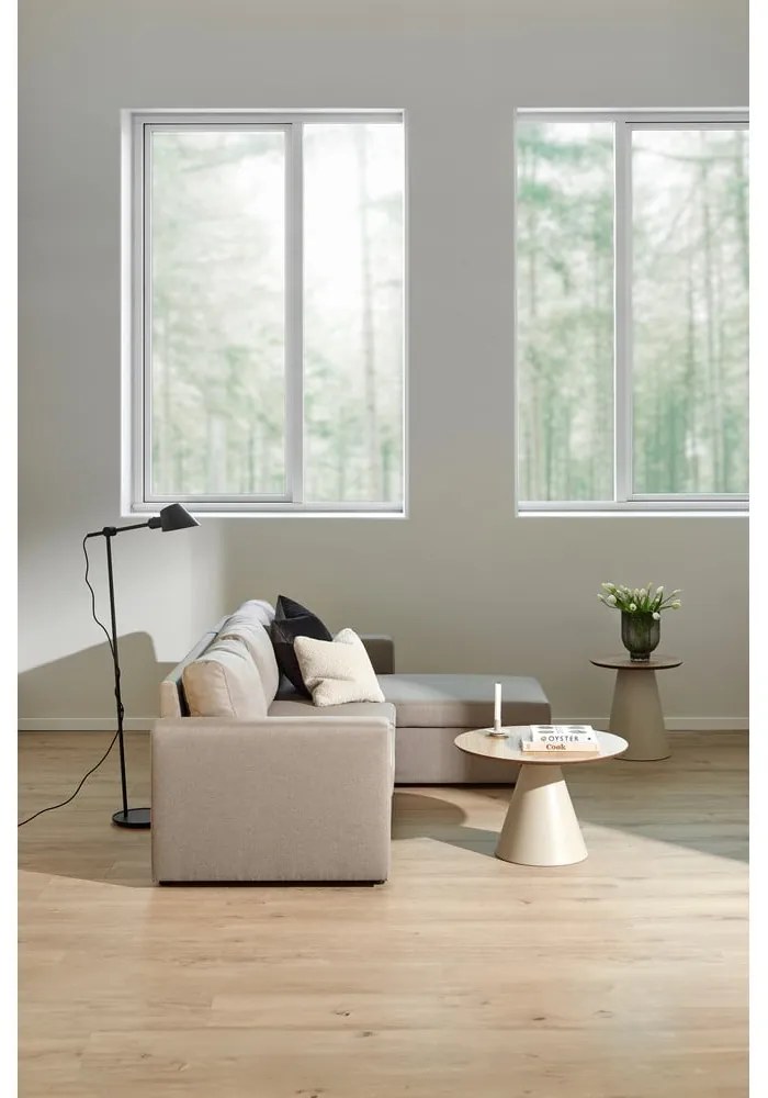 Măsuță de cafea crem/în culoare naturală rotundă cu blat cu aspect de lemn de stejar ø 45 cm Soli – Actona