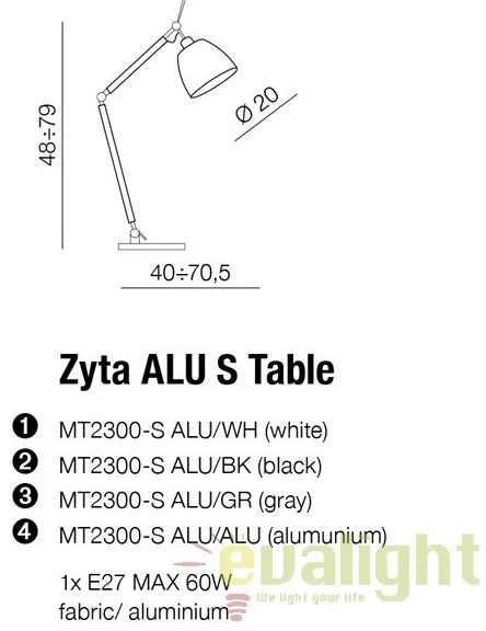 Veioza directionabila design modern ZYTA S ALU neagra