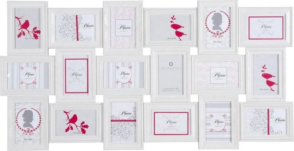 Rama foto colaj 18 fotografii, Alb, 103x53x2 cm, Atmosphera Créateur d'intérieur