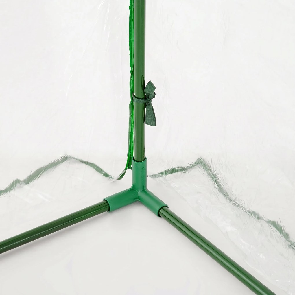 Outsunny Tunel de oțel pentru grădină cu seră și capac din PVC, 200x100x80 cm, transparent și verde | Aosom Romania