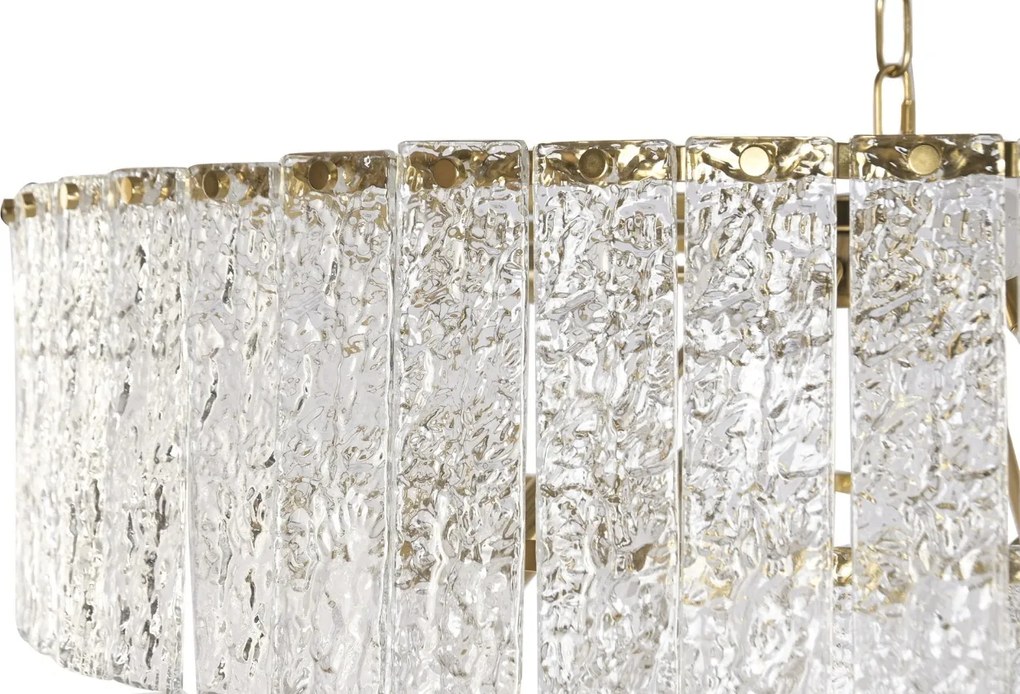Candelabru din sticlă și metal, transparent și auriu, cu 10 brațe, 40 x 80 cm, „Chantilly”