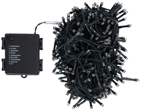 Aigostar - Ghirlandă LED de exterior pentru Crăciun, 500 LED / 8 funcții, 4xAA, 25,3 m, alb cald