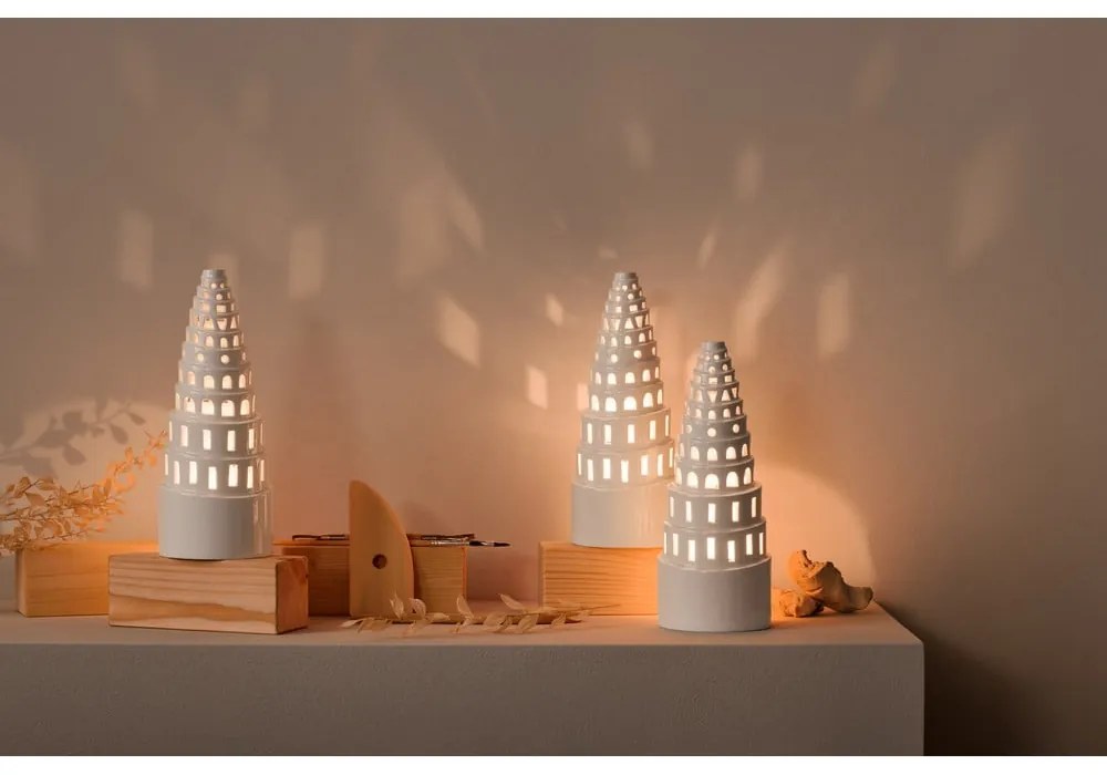 Sfeșnic de Crăciun din ceramică Kähler Design Lighthouse, ø 9 cm, alb