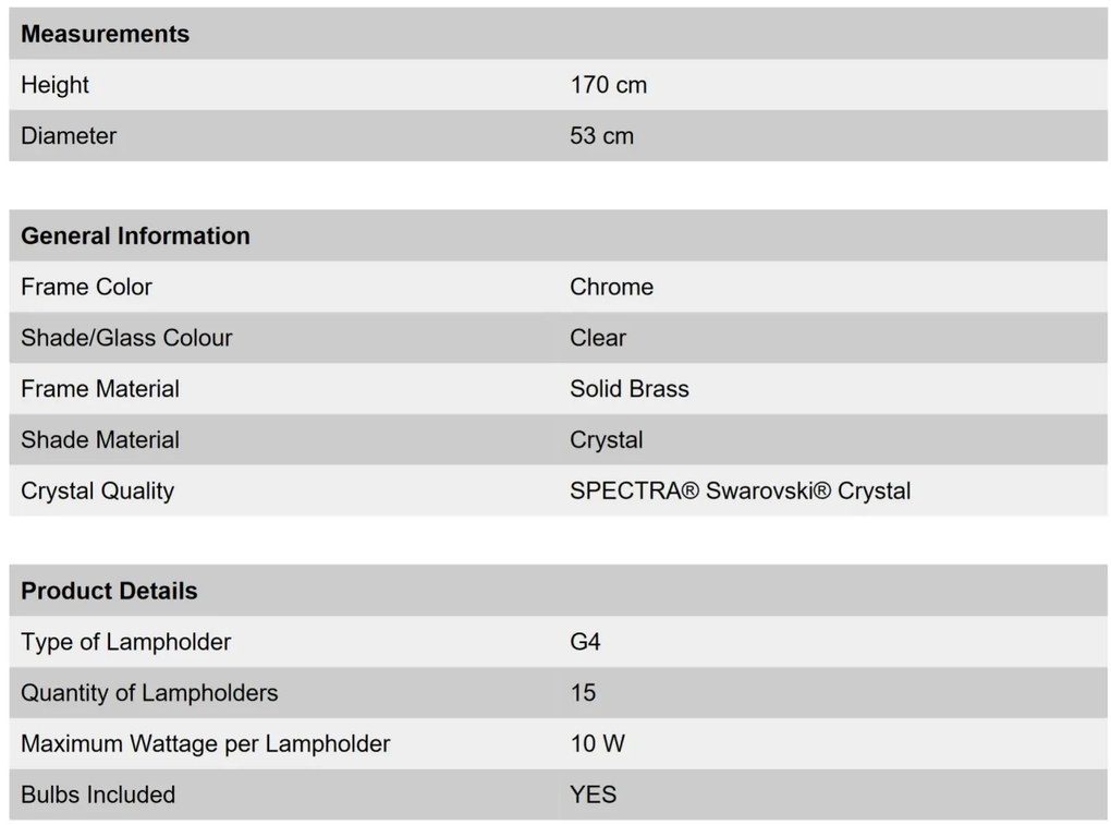 Lampadar cristal Swarovski Spectra design modern de lux GALAXY 15L crom
