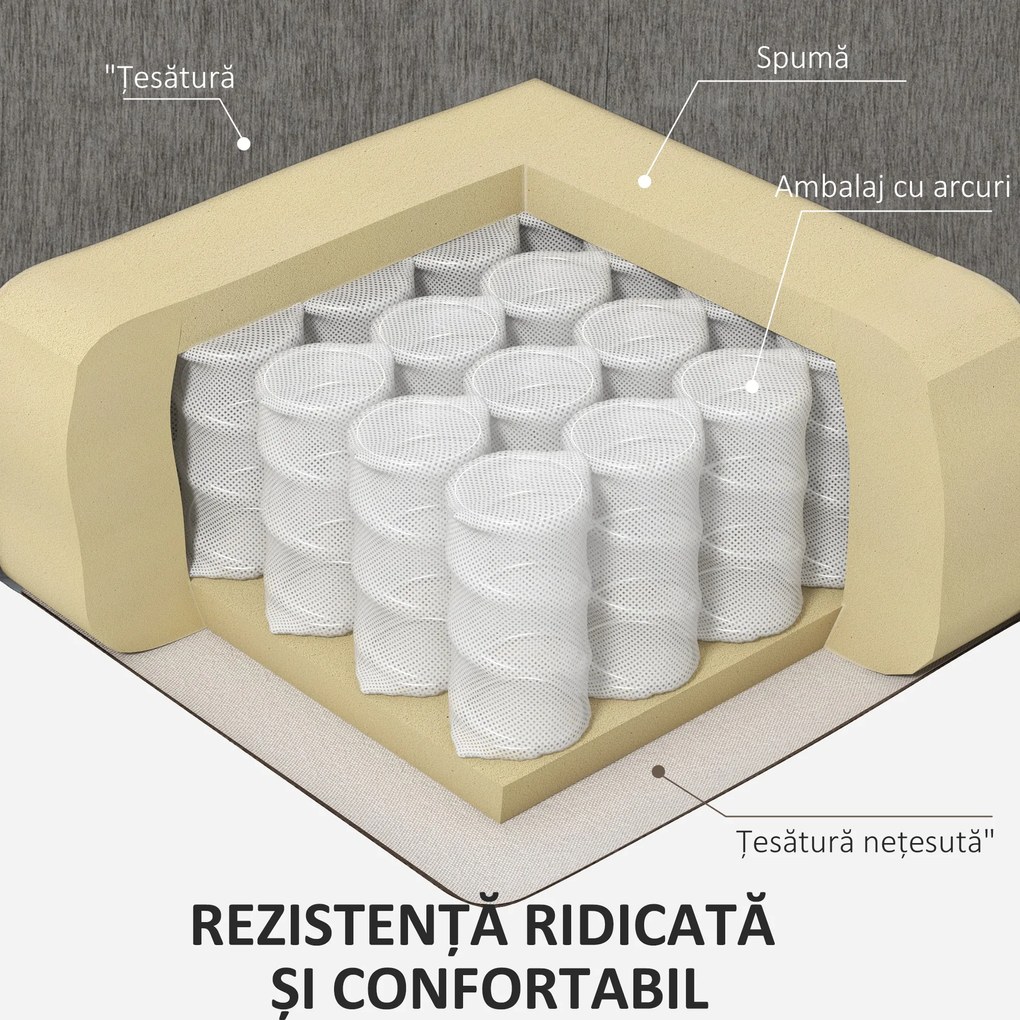 HOMCOM Canapea Colțar Extensibil cu Șezlong Reversibil, Pernă pentru Șezut și Spătar și 3 Locuri, 186x130x84 cm, Maro | Aosom Romania