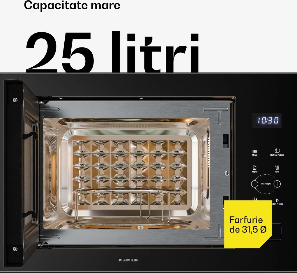 Klarstein Velaire cuptor cu microunde încorporabil cu grill | 1200 W grill | 850 W microunde | 60 cm